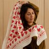 Foulard Adulte Blanc Coeurs Rouges de la marque Atelier Wagram