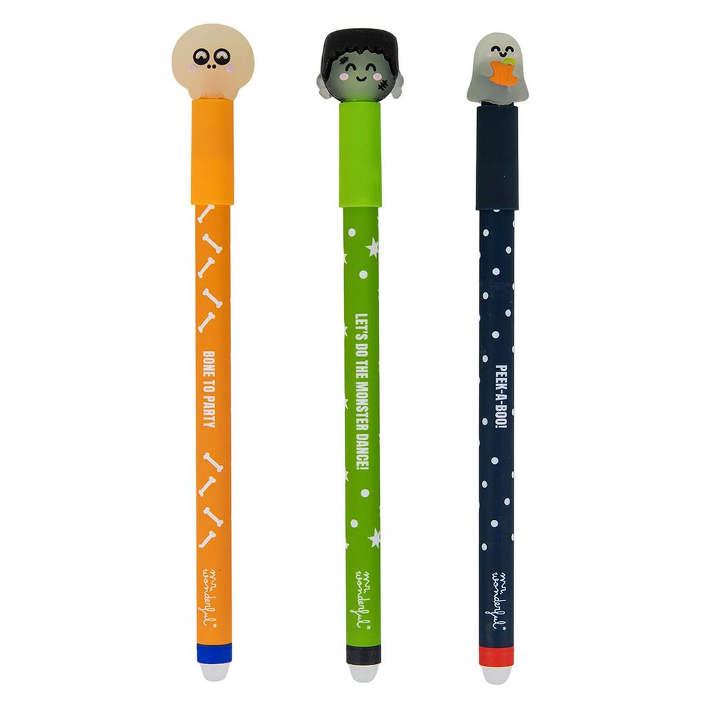 Lot de 3 Stylos Effaçables Bo-Bo  Glow in the Dark Halloween - Mr Wonderful